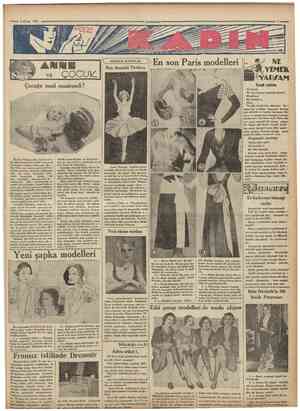  =sem 5 Nisan 1931 AMMB VE ( MEŞHUR KADINLAR ) ÇOCUkl Rus dansözü Pavlova En son Paris modelleri Çocuğu nasıl emzirmeli? Tavnk