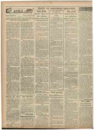  Ctttnhuriyet •18 Mayıs ATTİLÂ Muharriri: Marcel Brion r Mütercimi: Mustafa Namtk Sehir ve memleket haberleri Rasim Alî Bey