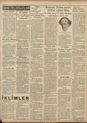  1 Haziran 1931 Cumhuriyet .lltHIMIIirtMMIIftllMMIIIUMIMtlltMlinitllltttlllllimillflllllllllllllll •>.., SOH TELGRAFLAR İtalya