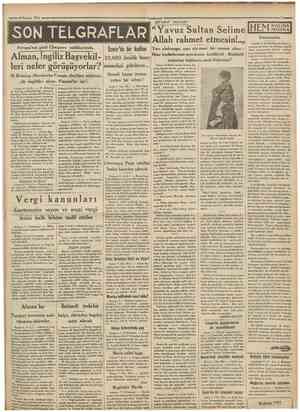  8 Haziran 1931 SON TELGRAFLÂR Avrupa'nın gözü Chequers mülâkatında.. Cumfiuriyet SEYAHAT "Yavuz Sultan Selime İHEM Danimarka