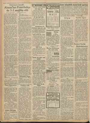  Cumhartyeİ 15 Haziran 1931 Dünkümaçıda kazandık! Alman'ları Feherbahçe de 31 mağlup etti (Birinci sahifeden mabit) Besinci