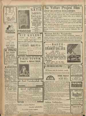  Cumhuriyet 20 Hazİran 1931 Bir Cereyan Prizi ... İşte okadar I Vent TAVUKÇULUK Su Yolları Projesi ilânı SATiE SİNOP...