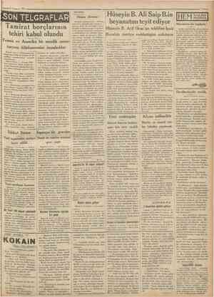  8 Temmuz 1931 Cumhuriyet SON TELGRAFLAR Tamirat borçlarının tehiri kabul olundu Fransa ve Amerika bir senelik moratoryonı...