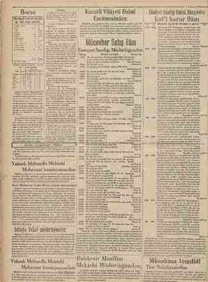  4 Teşrmisanl 1931ı Borsa Dün akşam kapanan Borsada bir Türk lirası mukabili: Fransız Frangı Dolar Uret Belçika Drahraı...