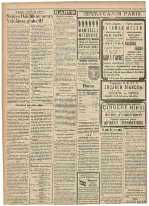  10 Teşrînîtanî 1931 30 güzide arasında bir anket: 6 Nakiye H.öldükten sonra Yakılmıza muhalif! ( Birinci sahifeden mabaît )