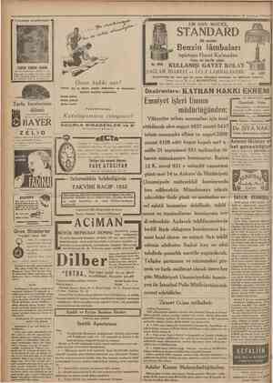  ?Cumhariyet • Kolumbya artistlerinden 23 Tesrinisani 1931 STANDARD Benzin lâmbaları ispirtoya Hacet Kalmadan Yalmz bir...