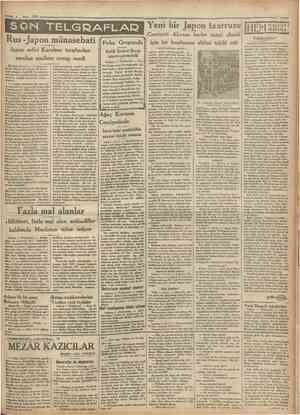  Mart 1932 Camhariyet SON TELGRAFLAR Rus Japon münasebati Japon sefiri Karahan tarafından soralan suallere cevap verdi Mo^kova