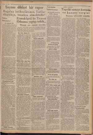  11 Mart 1932 Camharîvei • Şayani dikkat bir rapor Buğday istihsalâtımız, fiatlar düştükçe, tenakus etmektedir! Halkın...