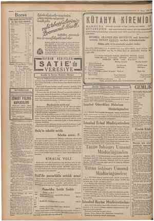  Camhttriyet 15 Nisan 1932 Borsa Dün akşam Kapanan Borsada l bir Tiirk lirası mukabili: Franî'Z t'rangı ı Dolar Liret i...