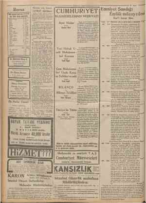  CumhuTÎyei 26 Nisan 1932 Borsa Dun akşam kapanan Borsada bir Tflrk lirası mukabili: Fransız Frangı Mevsim için kiralık...