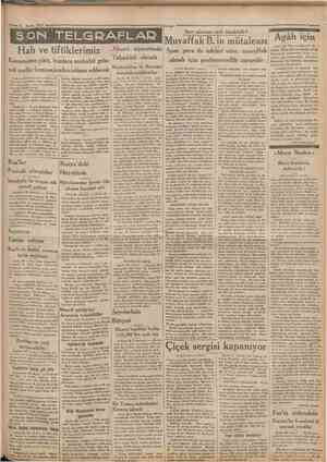  . • 30 Mayıl 1932 Camhuriyet SON TELGRAFLAR Halı ve tiftiklerimiz arasında mülâkatlar Alman siyasetinde Spor, para ile...