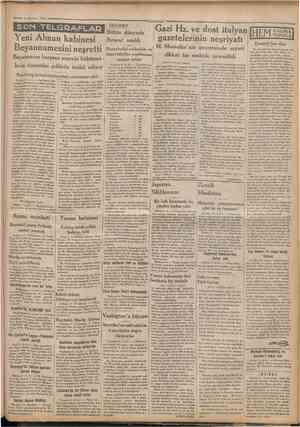  6 Haziraa 1932 Cıunhuriyet SON TELGRAFLAB iktosat Yeni Alman kabinesi ^ Bütün dünyada Ihracat azaldı j'Beynelmilel mübadele