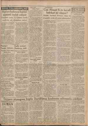  11 Hazira» 1932 SON TELGRAFLAO KÜÇÜK KÖŞE: 'Cumhttriyet İLMİ MUSAHABE / Gene «Tan»! Brüning'e Yapılan hakaret Ankara 9...