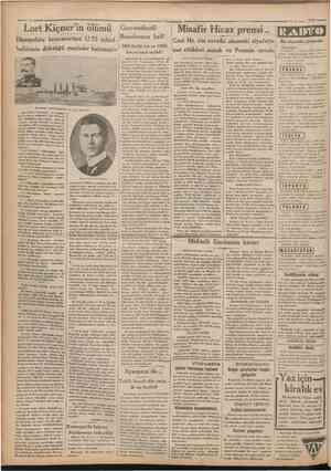  Cumhuriyet 14 Hazîran 1932 Lort Kıçner ın olumu Hampshire kruvzaörünü U.75 tahtelı ,. . . j . . l v Gayrimübadil Bonolarımn