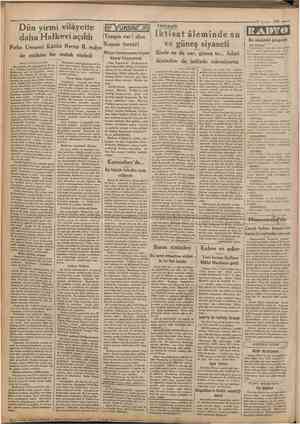  1932 Dün yirmi vilâyette daha Halkevi açıldı Fırka Umumî Kâtibi Recep B. radyo ile mühim bir nutuk söyledi (Birind sahifeden