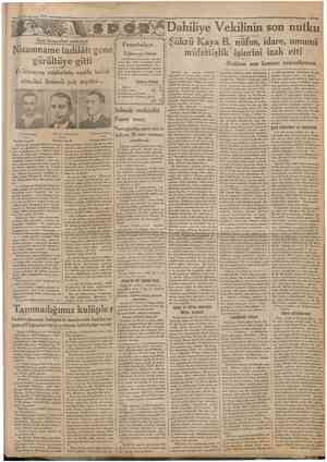 K 28 Hazirân 1932 Ctıtnhtmyet '• Dahiliye Vekilinin son nutku Spor kongreleri neticeleri Nizamname tadilâtı ge'ne gürültüye