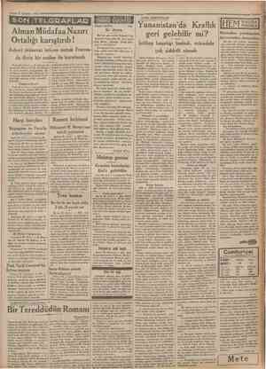  29Temmur 1932 SON TELGRAFLAD GÜNÜN AKİSLERİ Giinün akisleri 'Cumhariyet Alman Müdafaa Nazırı Ortalığı karıştırdı! Askerî...