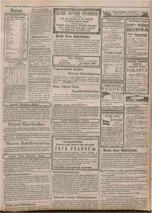  28 Ağuttot 1932 • Borsa Oün akşam kapanan Borsada ; bir Türk lirası mukabili: | Fransız Frangı Dolar liret Belçika Drahmi...