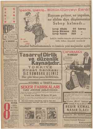  'Crnnharlyet 9 Kânunnsanî 1933 Bayram geliyor, ne yapalım, ne alalım diye düşünmenize S e b e p kalmadı... Sinlre, çarpımıvâ