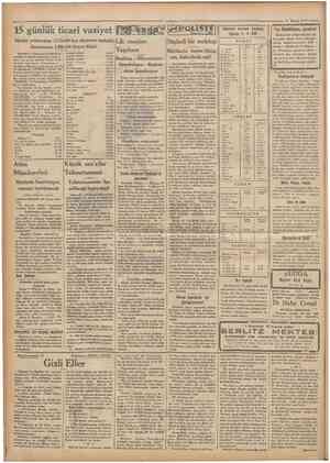  4 Mayis 1933 15 günlük ticarî vaziyet İthalât yekununun 3,776,898 lira olmasına mukabil ihracatunız 1,860,436 liraya düştü