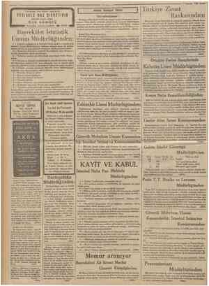  6 Galatasaray Yerli Mallar ^ergisindeki = 11 Ağustos 1933 istanbul Belediyesi ilânları Gaz münakasası: Y E D İ K U L E GAZ Ş