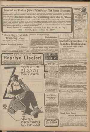  16 Evlul •Cumhurtyet • Istanbul v e Trakya Şeker Fabrikalan Türk Anonİm Şİrketİnden: Fabrikamızda çıkarılmağa başlananyeni