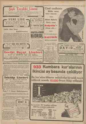  8 ıCamTiurîyet= 26 Eylul 1933 li Terakki Lisesi 55 sene evvel Seiânikte tesis ve 1919 da İstanbula nakledilmiş, Türkivenin en
