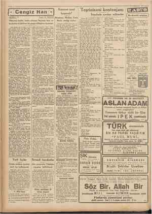  Cumhuriyet •23 Teşrinievvel 1933 * Cengiz Han JEFRtKA: 16 Yazan: M. TURHAN Kıyamet nası) kopacak? Rasatane Müdürü Fatîn...