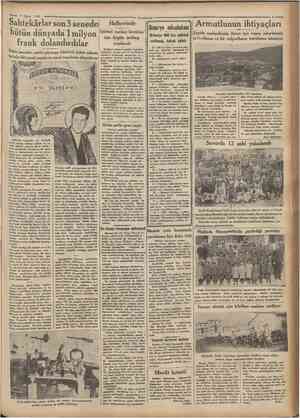  7 Şubat 1934 Sahtekârlar son 3 senede Halkevind< İçtimaî yardım komitesi bütün dünyada 1 milyon için bugün intihap yapılacak