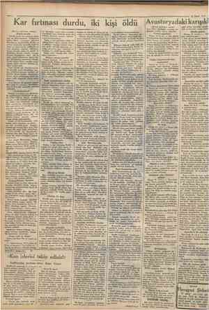  Kar fırtınası durdu, iki kişi öldü (Birinci tahifeden mabat) 'Camhuriyet 16 Şubat 1934 Küçük kazalar Evvefld çünkü tipi...