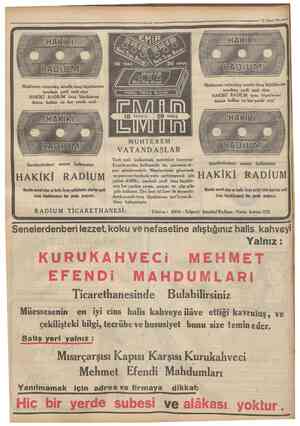  8 "Cumfmrıyet 17 Şubat 934 liii mmım Muhterem vatandaş; ecnebi tıraş biçaklarına ... tercihen yerli malıolan ~ HAKİKÎ RADİUM