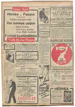  8 Cumhuriyet 5 Mart 1934 Sümer Bank MüsJahzaralı HUBU8ATUNLARI Ş.ŞMANLIGA MANİ OLARAK Hereke Fabrikalarının Fesane SlHHAT VE