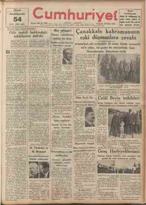  Hayat Ansiklopedisi uncu cuzu çıktı 54 Onuncu sene: No. 3584 . ..w. », > umhuriyet • v , T ... Pazartesi 30 Nisan 1934 w i 1