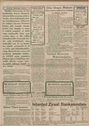  Cnmhuriyet I Istanbul Beledigesi ilânları \ Belediye kanımunun 15 inci maddesinin üçüncü fıkrasında rnevzuu bahis umumun...