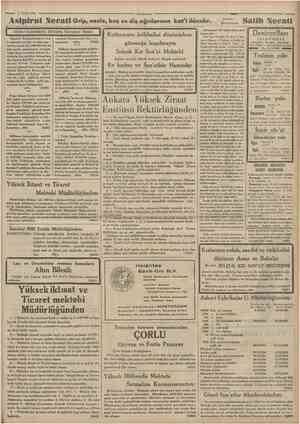  3 Eylul 1934 Cumhuriyet Deposu : Bahçekapıda ASİpİrOİ N e c a t İ Grîp, nezle, baş ve diş ağrılarının kat'î ilâcıdır. |...