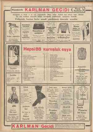  12 16Teşriırâanİ 1934 KARLMAN GEÇiDi Beyoğlunun en büyük ve en asrî mağazalarıdır. Bütün mallar fiatlerile sergi halinde...