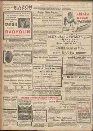  Herkesîn evinde Her şeyden evvel thr şişe MAZON M EY V A T UZU olmadığı Camhuriyet '• 24 Marl 1935 bulunmalıdır. Içilmesi...