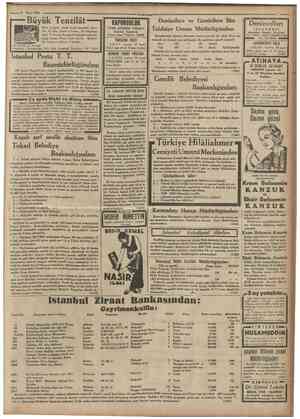  25 Mart 1935 Büyük Tenzilât Şilte, yorgan, yastık bepsi kuştüyü yöz'erile 25 lira, yastık 75 kuruş, Bir kilo kujlüyü 75...