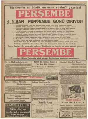  2 Nisan 1935 —— Bu ilk sayısında 11 - CAHİD UÇUK: Türkiyenin en büyük, en ucuz resimli gazetesi &. NISAN PERŞEMBE GÜNÜ...