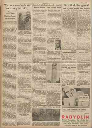  "Versay muahedesini neden yırttık?,, Yazan: Cumhzzriyet ' 7 Nisan 1935 •= Apuletleri sökülen Ankarada hazırlaYunan zabitleri