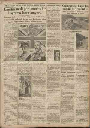  3 Mayıs 1935 KRAL CORCUN 25 INCI TAHTA ÇIKIŞ SENESİ Cumliuriyet Londra misli görülmemiş bir bayrama hazırlanıyor.. Dünyanın