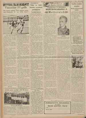  = Cumhurivet MÜŞAHEDELER 6 Mayıs 1935 Yunanlılar 21 galib Dün Taksim stadında Güneş takımile yapılan maçı Olimpiyakos bir...