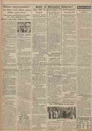  Cumîıuriyet 13 Mayıs 1935 Nelere sinirlenirsiniz? f Şehir ve Memleket Haberieri j Şaîr Mithat Cemal yıldırım telgrafı...