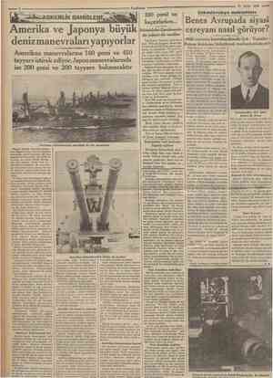  8 Cumfioriyef 13 Maifıs 1935 ASKERLIK BAHISLERİ Amerika ve Japonya büyük deniz manevraları yapıyorlar Amerikan manevralarına