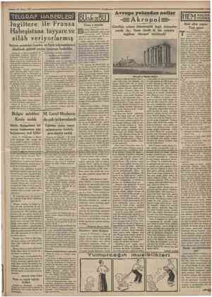  14 Mayıs 1935 Camrmriyet TELGRAF MABERLERI Avrupa yolundan notlar Ingiltere ile Fransa Habeşistana tayyareve silâh...