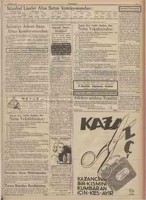  19 Haziran 1935 CüMHURİYET 11 Istanbul Liseler Alım Satım komisyonundan: Kandilli kız lisesi Haydarpaşa lisesi Erenköy kız