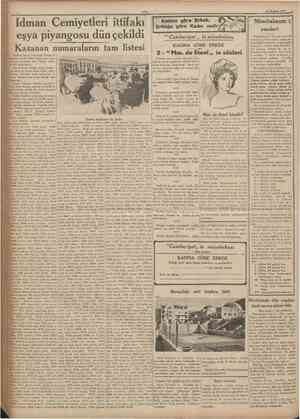  24 Hariran 1935 Idman Cemiyetleri ittifakı eşya piyangosu dün çekildi Kazanan numaraların tam listesi Tiirkiye Idman...