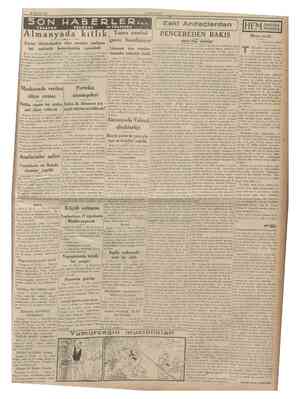  12 Agustos 1935 CUMHURİYET SON MABERLER v« TELSiZLE TELGRAF TELEFON Almanyada kıtlık greve hazırlanıyor Y u n a n PENCEREDEN