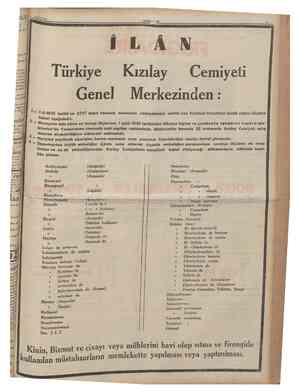  Türkiye Kızılay Cemiyeti Genel Merkezinden: 1 2 761935 tarihli ve 2767 sayılı kanunla monopolu cemiyetîmîze verilib icra...
