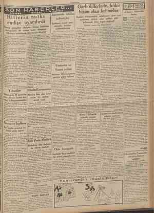  17 Eylul 1935 CUMHURrTET SON Hitlerin nutku endişe uyandırdı Fransız gazeteleri «Italyan Habeş ihtilâfının Avrupadaki ilk...